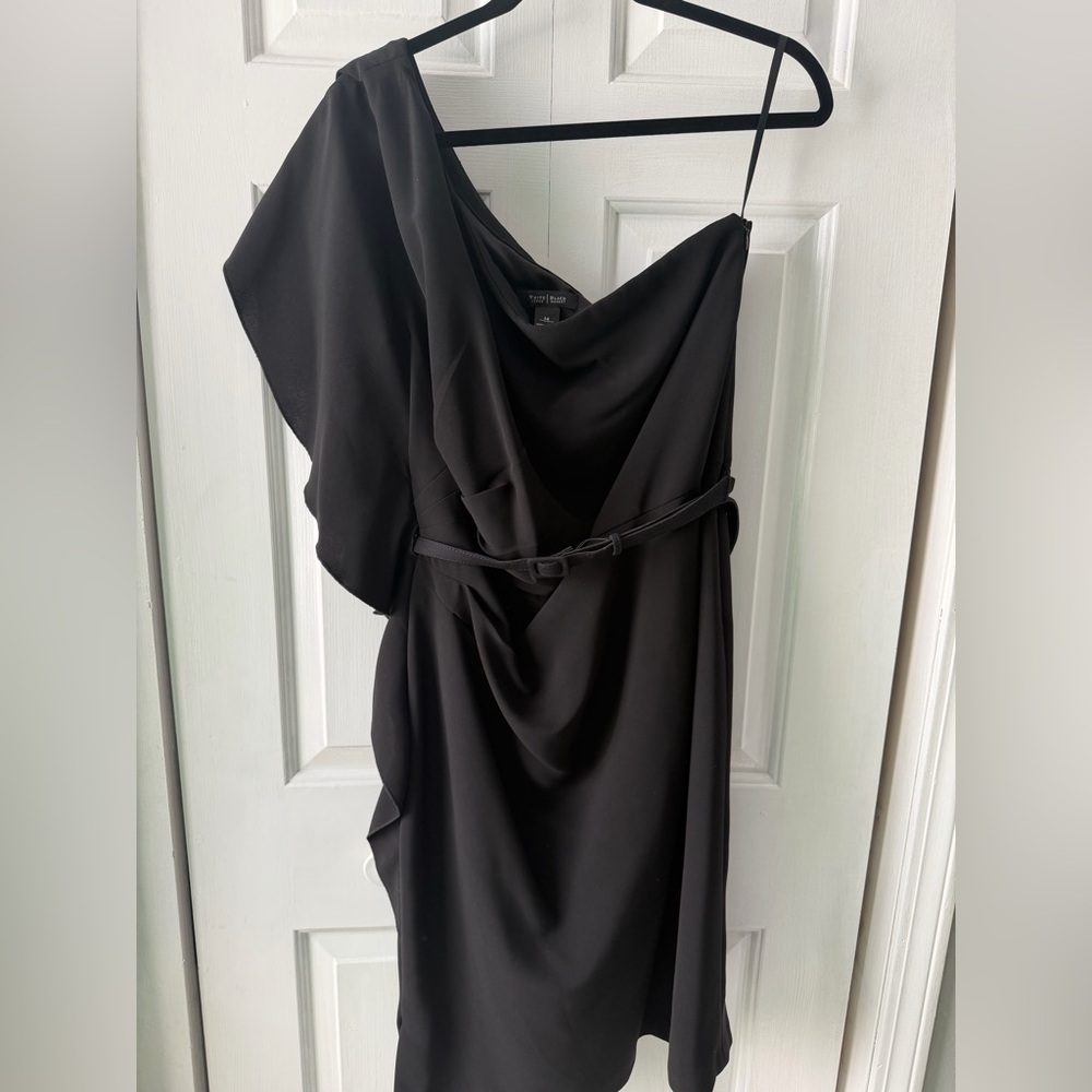 White House Black Market One-Shoulder Black Dress